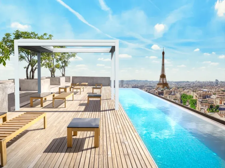 Pergola bioclimatique à lames orientables rétractables d'un côté Aluminium SkÖLL RETRACT, Armentières, BECART