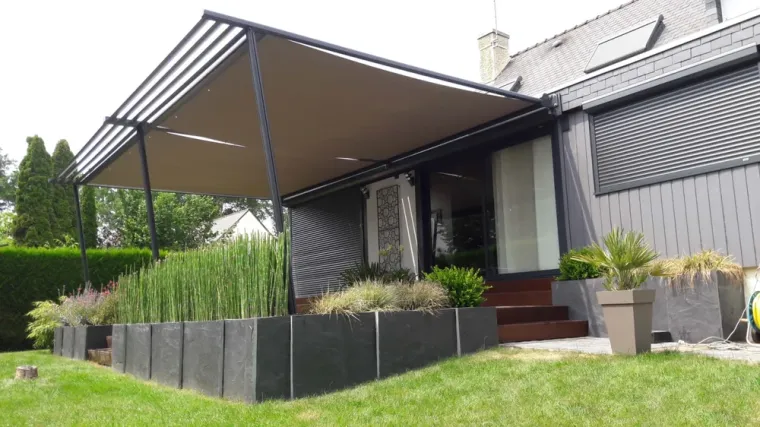 Pergola à toile rétractable Aluminium NEW LINE, Armentières, BECART