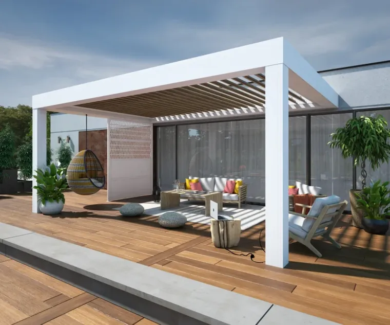 Pergola bioclimatique à lames orientables Aluminium EGUSKI, Armentières, BECART