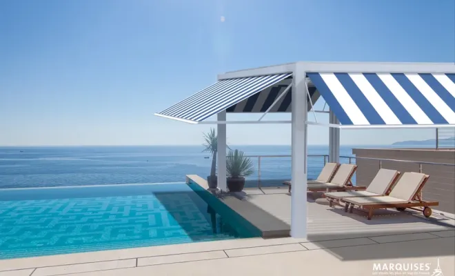 Pergola bioclimatique à lames orientables design arche Aluminium SKÖLL ARCADE, Armentières, BECART