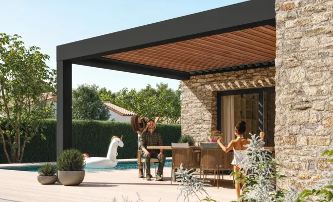 Pergola bioclimatique à lames orientables Aluminium EGUSKI, Armentières, BECART